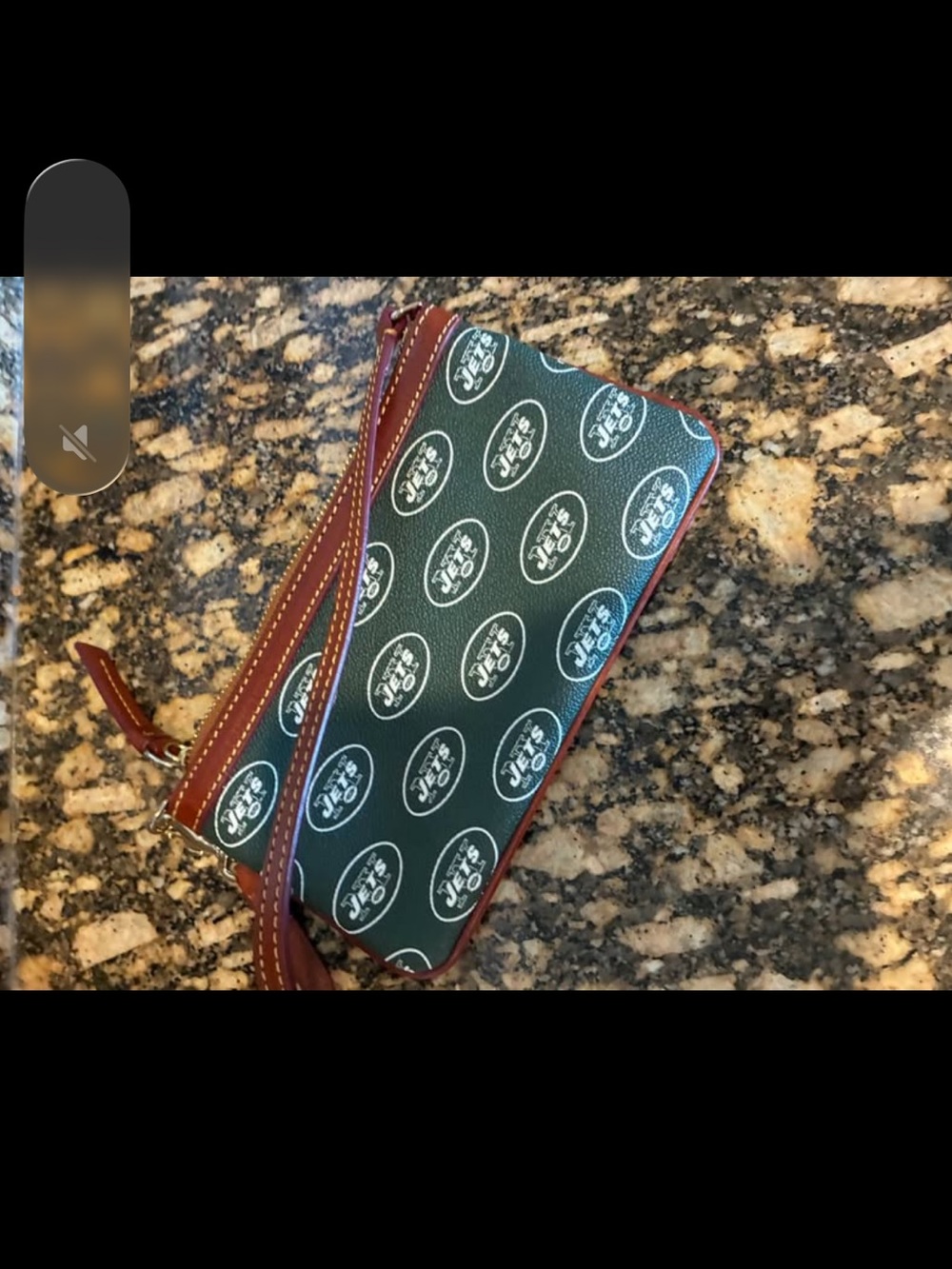 Dooney & Bourke Green Jets Logo Wristlet